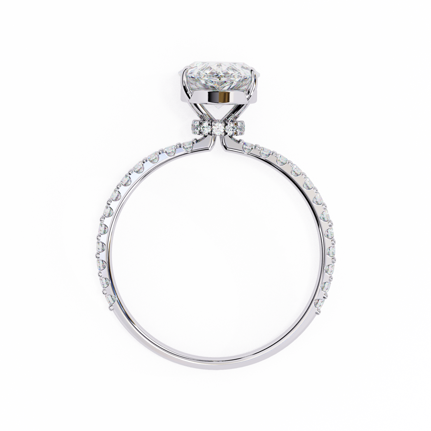 2.06 CTW Pear-Cut Lab-Grown Diamond Pavé Engagement Ring in 14K Gold