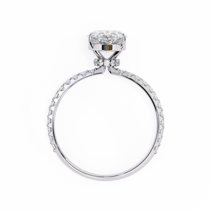 2.06 CTW Pear-Cut Lab-Grown Diamond Pavé Engagement Ring in 14K Gold
