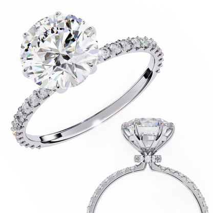 2.21 CTW Round Lab-Grown Diamond Pavé Engagement Ring in 14K Gold