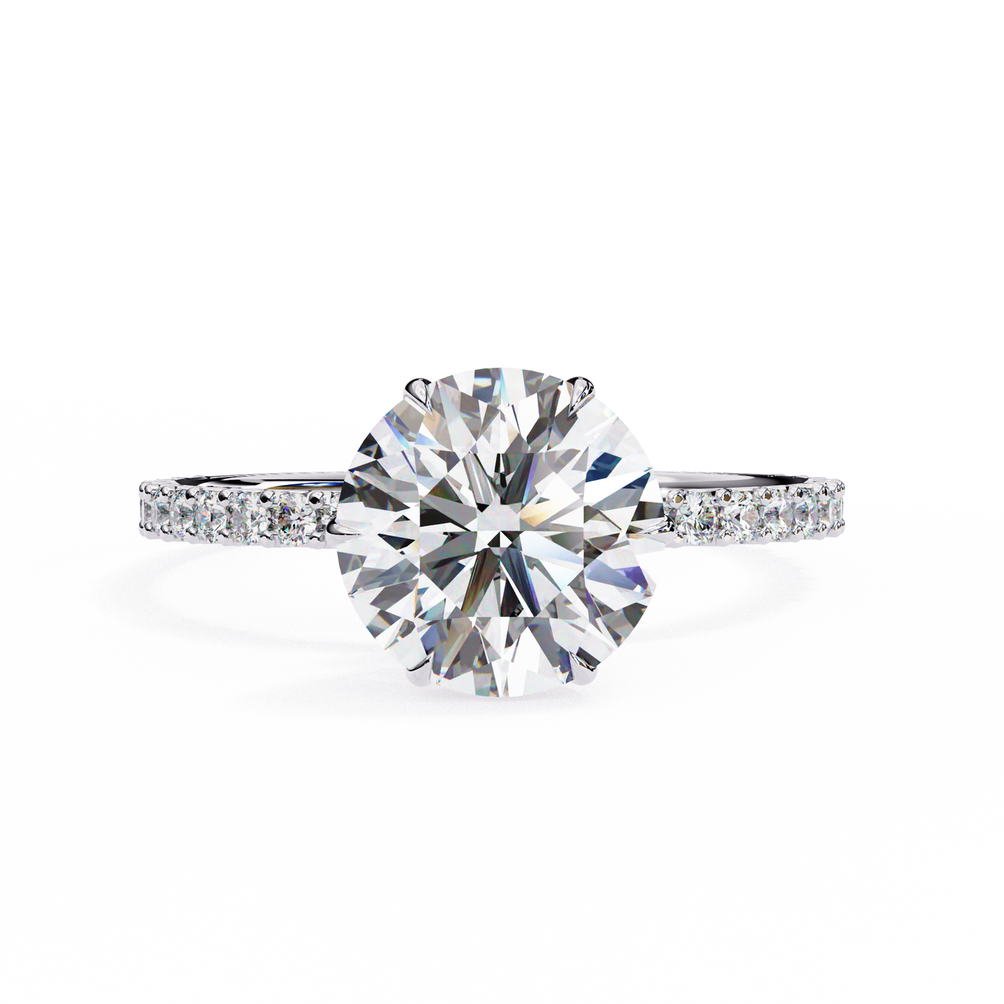 2.21 CTW Round Lab-Grown Diamond Pavé Engagement Ring in 14K Gold