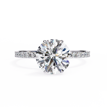 2.21 CTW Round Lab-Grown Diamond Pavé Engagement Ring in 14K Gold