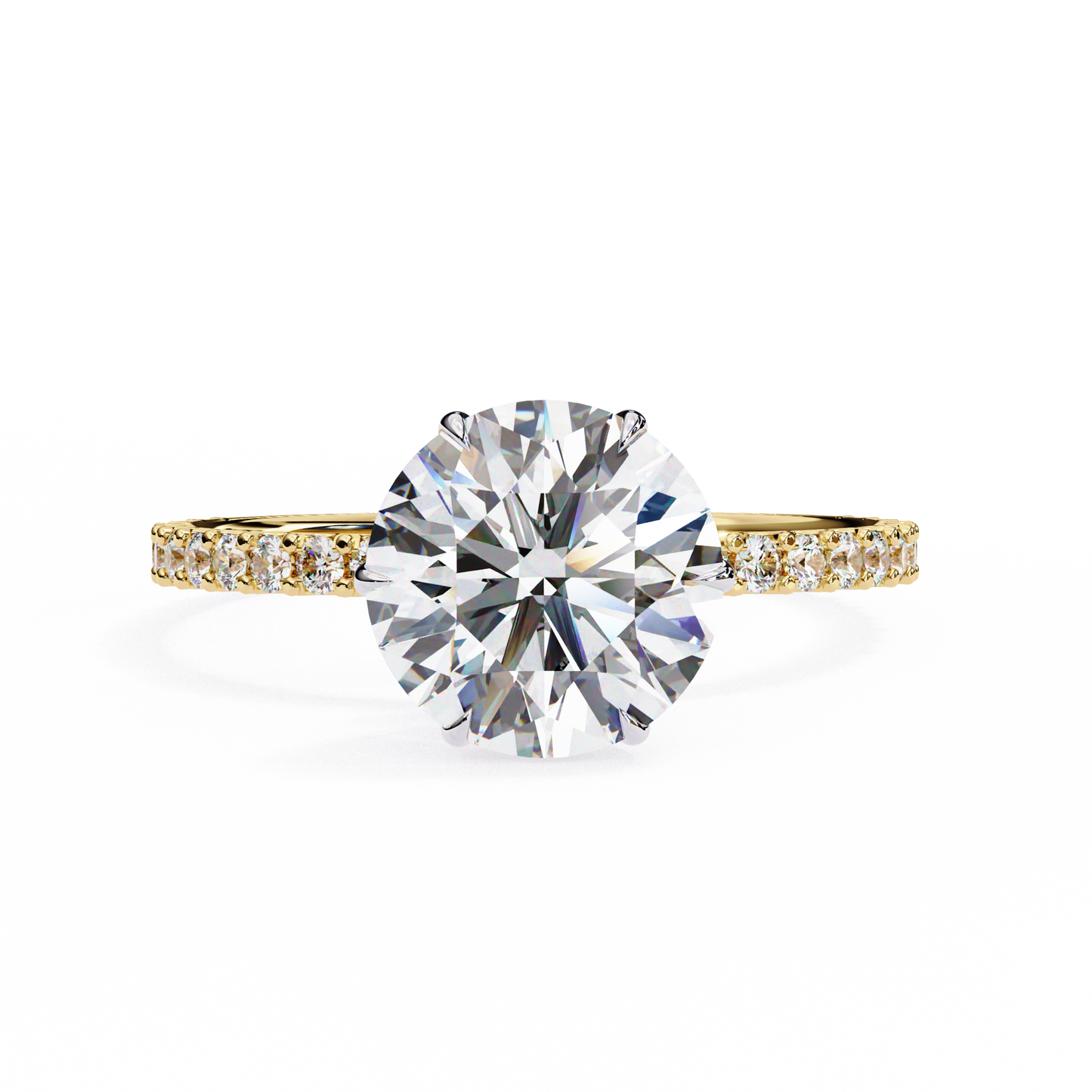 2.21 CTW Round Lab-Grown Diamond Pavé Engagement Ring in 14K Gold