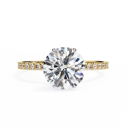 2.21 CTW Round Lab-Grown Diamond Pavé Engagement Ring in 14K Gold