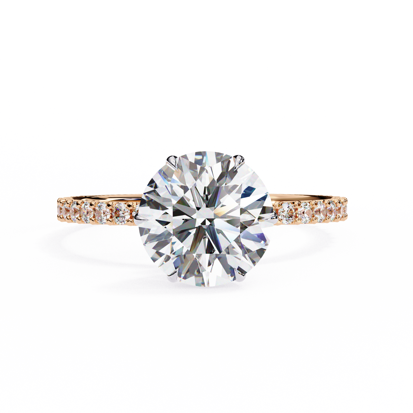 2.21 CTW Round Lab-Grown Diamond Pavé Engagement Ring in 14K Gold