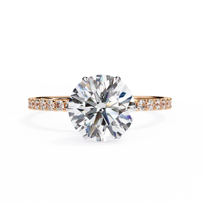 2.21 CTW Round Lab-Grown Diamond Pavé Engagement Ring in 14K Gold