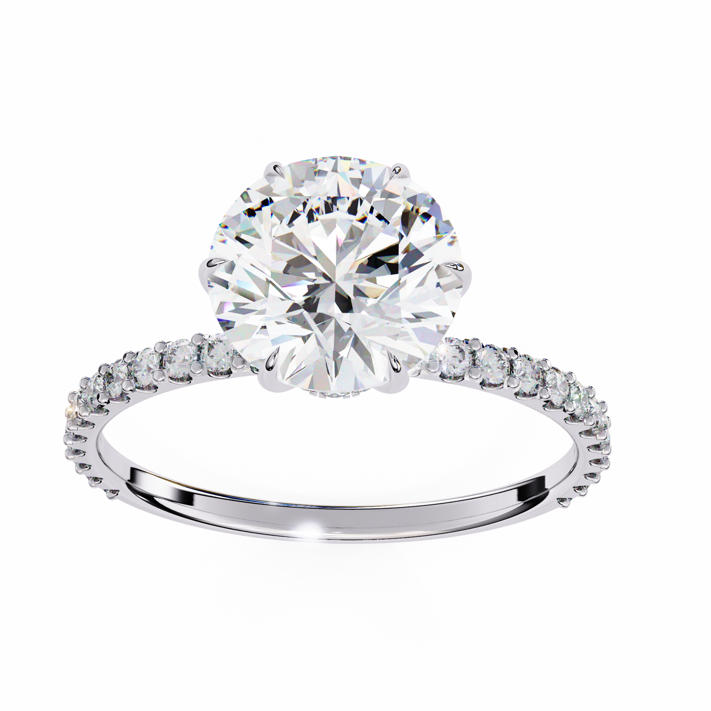 2.21 CTW Round Lab-Grown Diamond Pavé Engagement Ring in 14K Gold