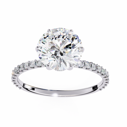 2.21 CTW Round Lab-Grown Diamond Pavé Engagement Ring in 14K Gold