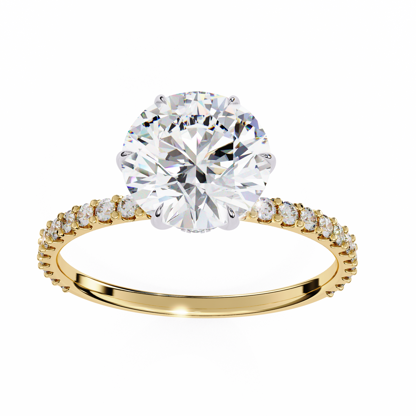 2.21 CTW Round Lab-Grown Diamond Pavé Engagement Ring in 14K Gold