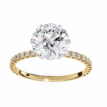 2.21 CTW Round Lab-Grown Diamond Pavé Engagement Ring in 14K Gold