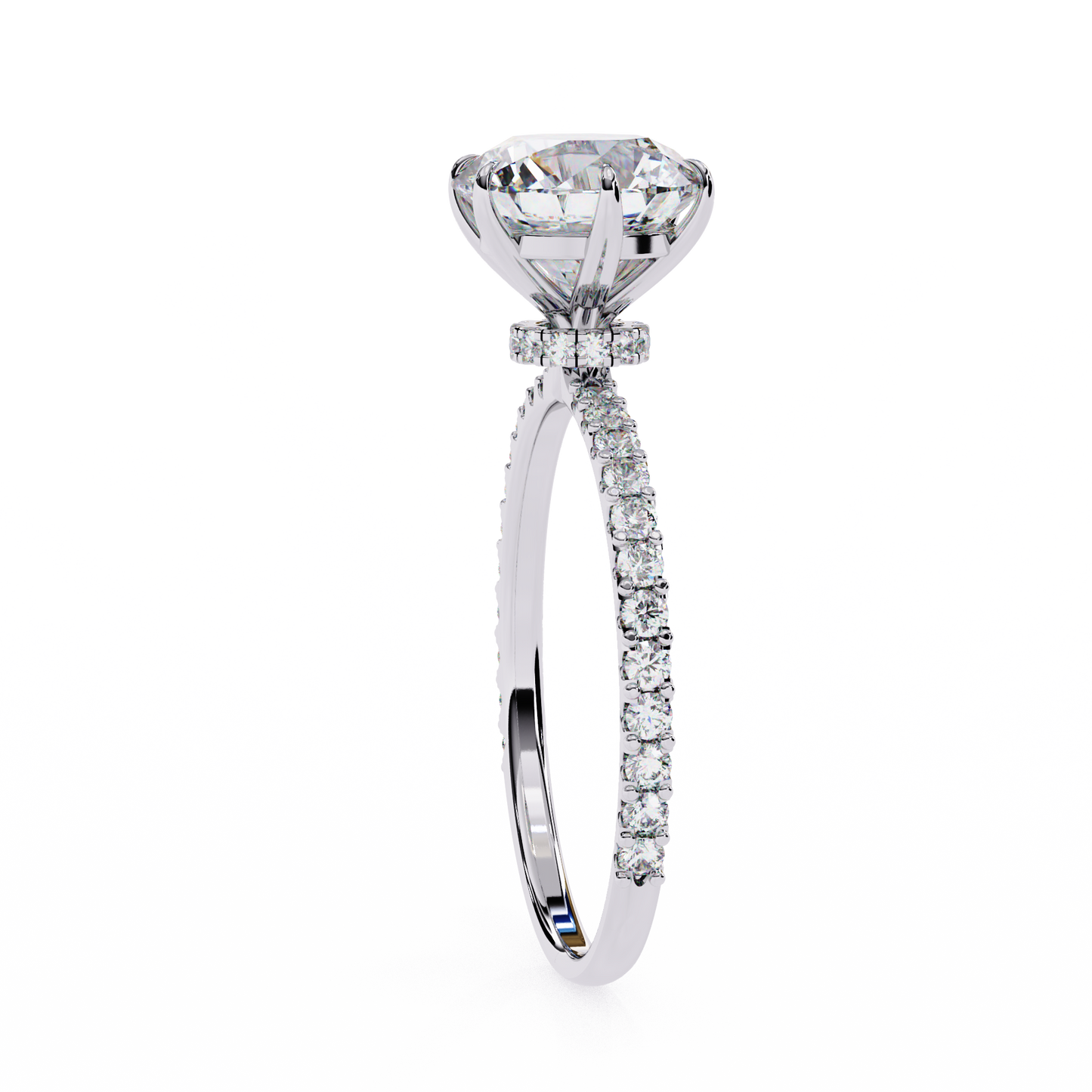 2.21 CTW Round Lab-Grown Diamond Pavé Engagement Ring in 14K Gold