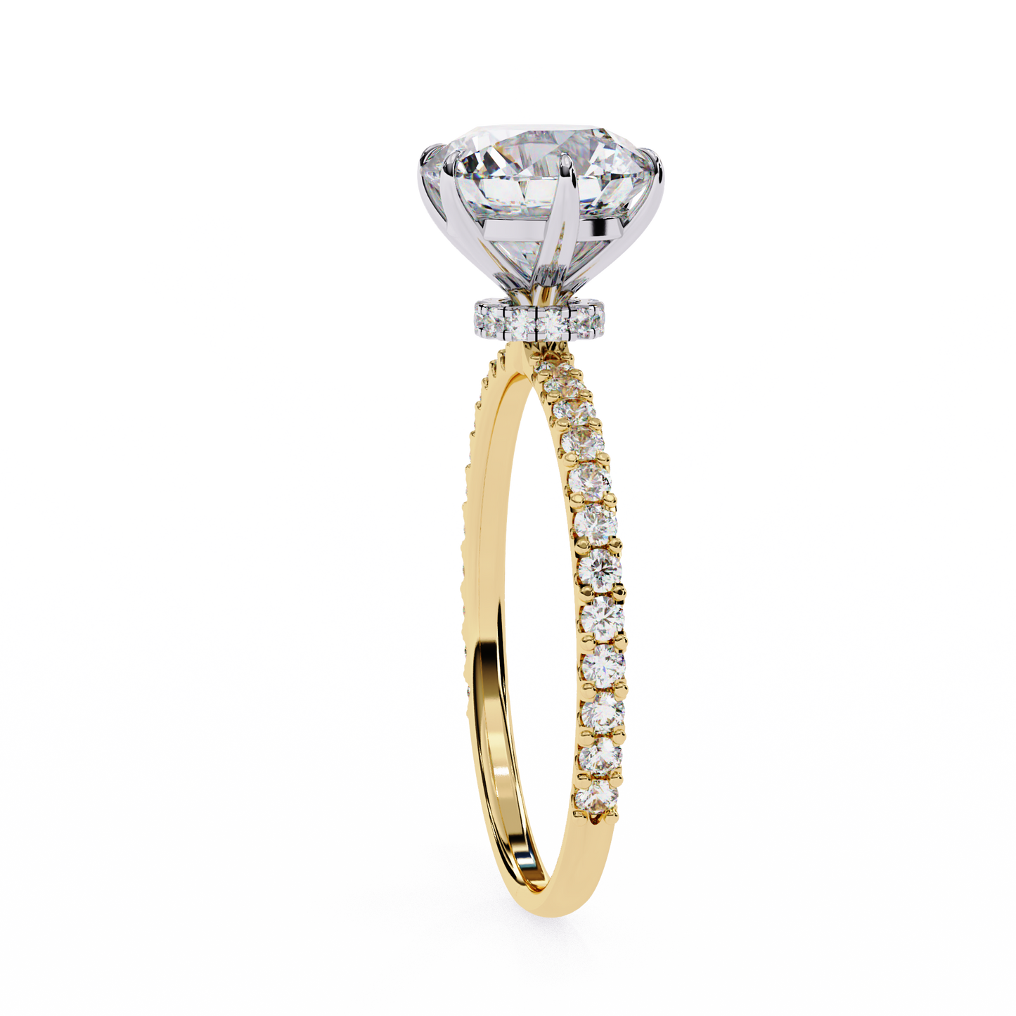 2.21 CTW Round Lab-Grown Diamond Pavé Engagement Ring in 14K Gold
