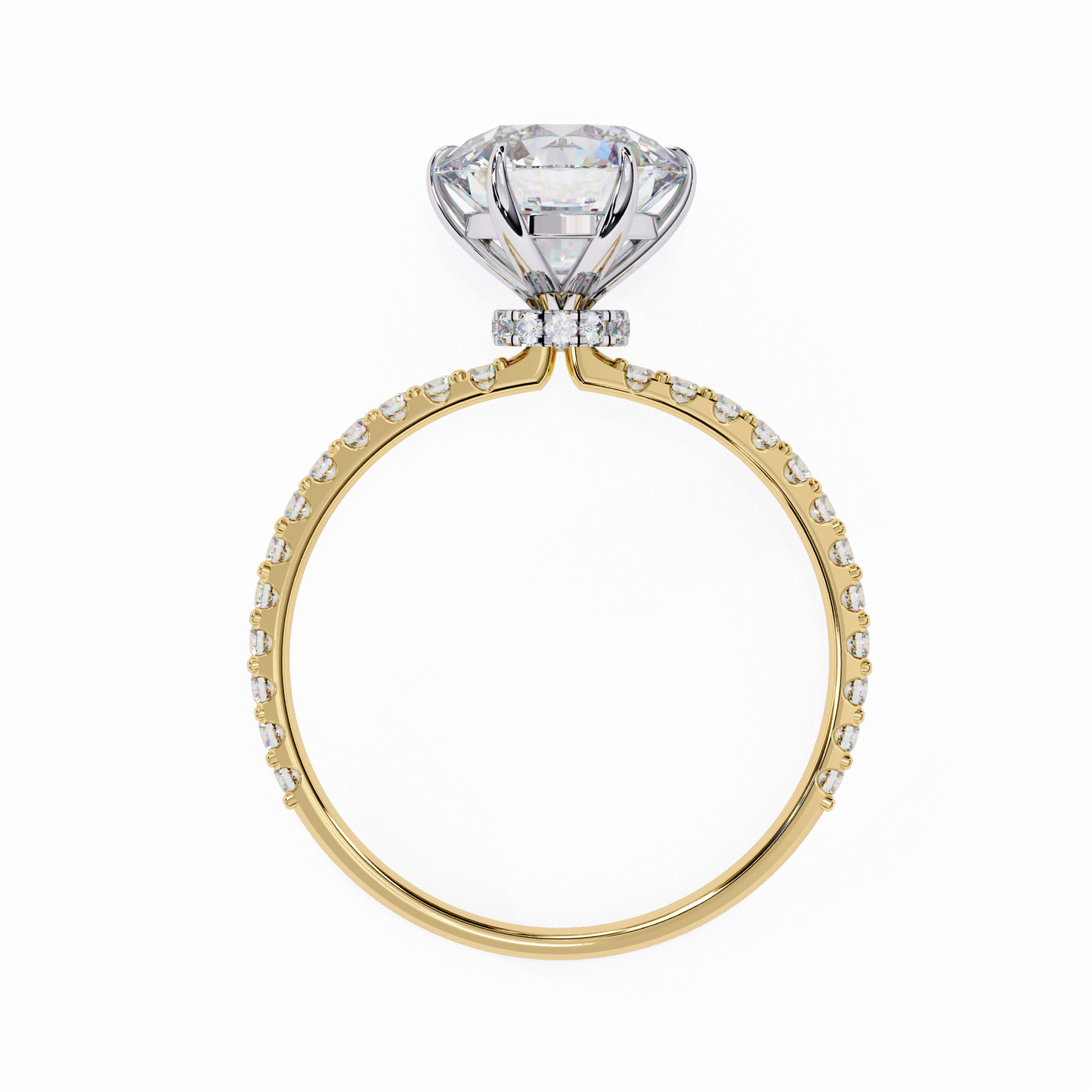 2.21 CTW Round Lab-Grown Diamond Pavé Engagement Ring in 14K Gold