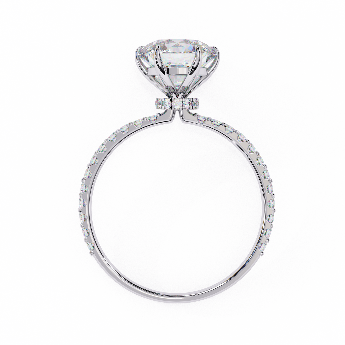 2.21 CTW Round Lab-Grown Diamond Pavé Engagement Ring in 14K Gold