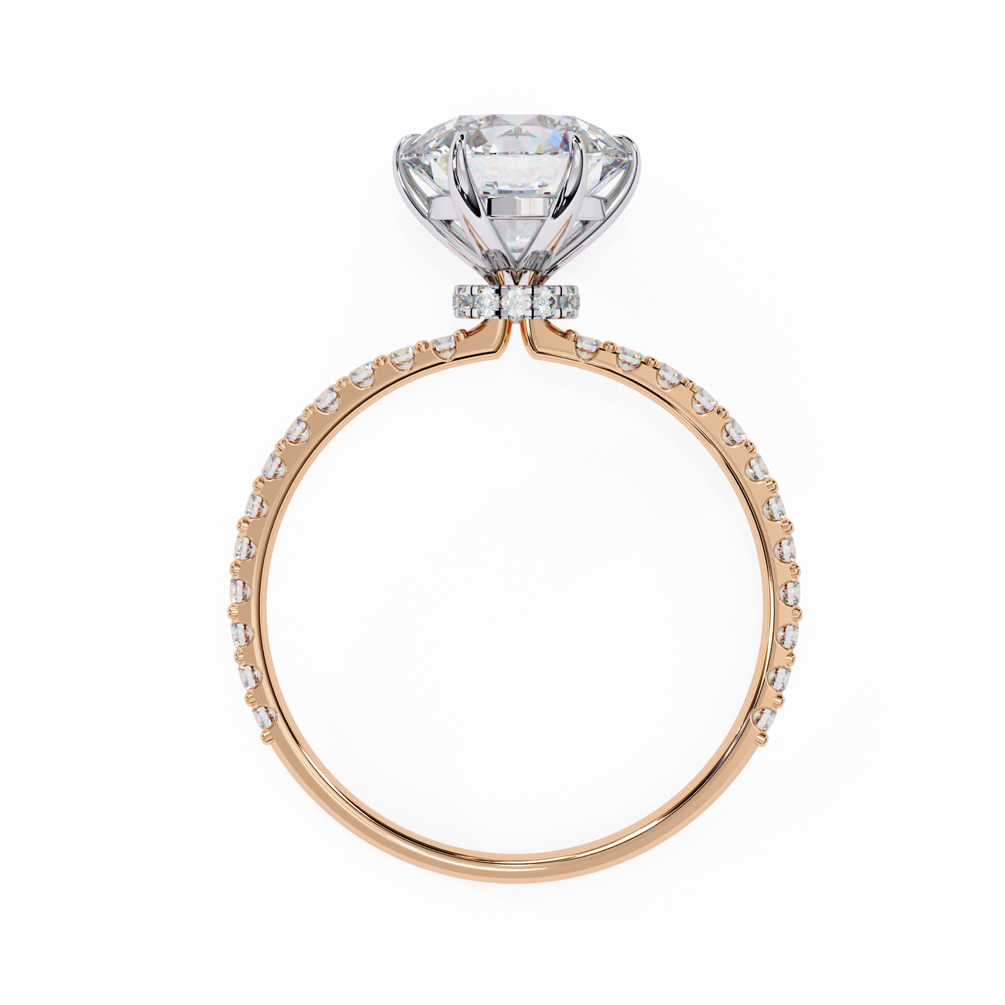 2.21 CTW Round Lab-Grown Diamond Pavé Engagement Ring in 14K Gold