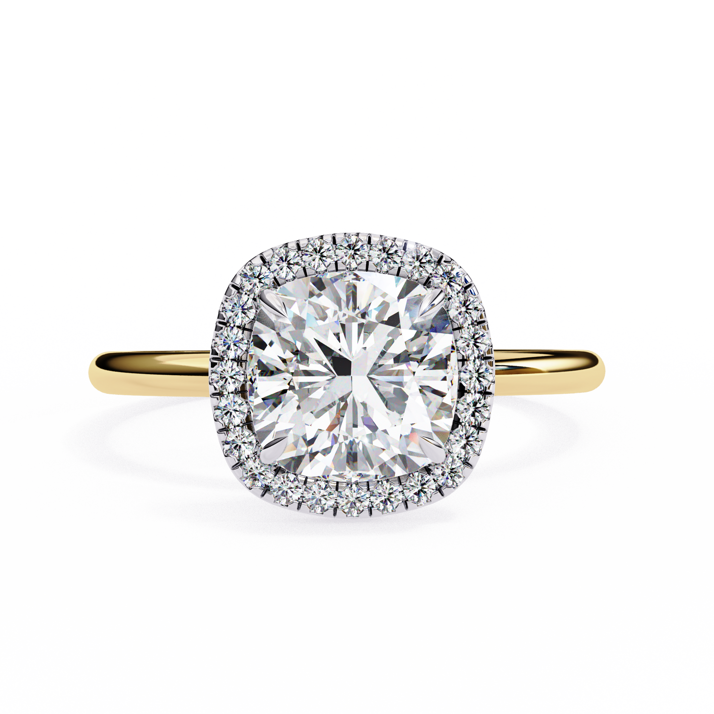 1.91 CTW Cushion-Cut Lab-Grown Diamond Halo Engagement Ring in 14K Gold