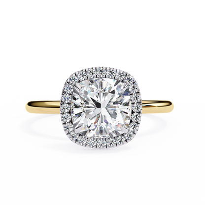 1.91 CTW Cushion-Cut Lab-Grown Diamond Halo Engagement Ring in 14K Gold