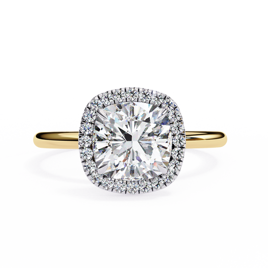 1.91 CTW Cushion-Cut Lab-Grown Diamond Halo Engagement Ring in 14K Gold