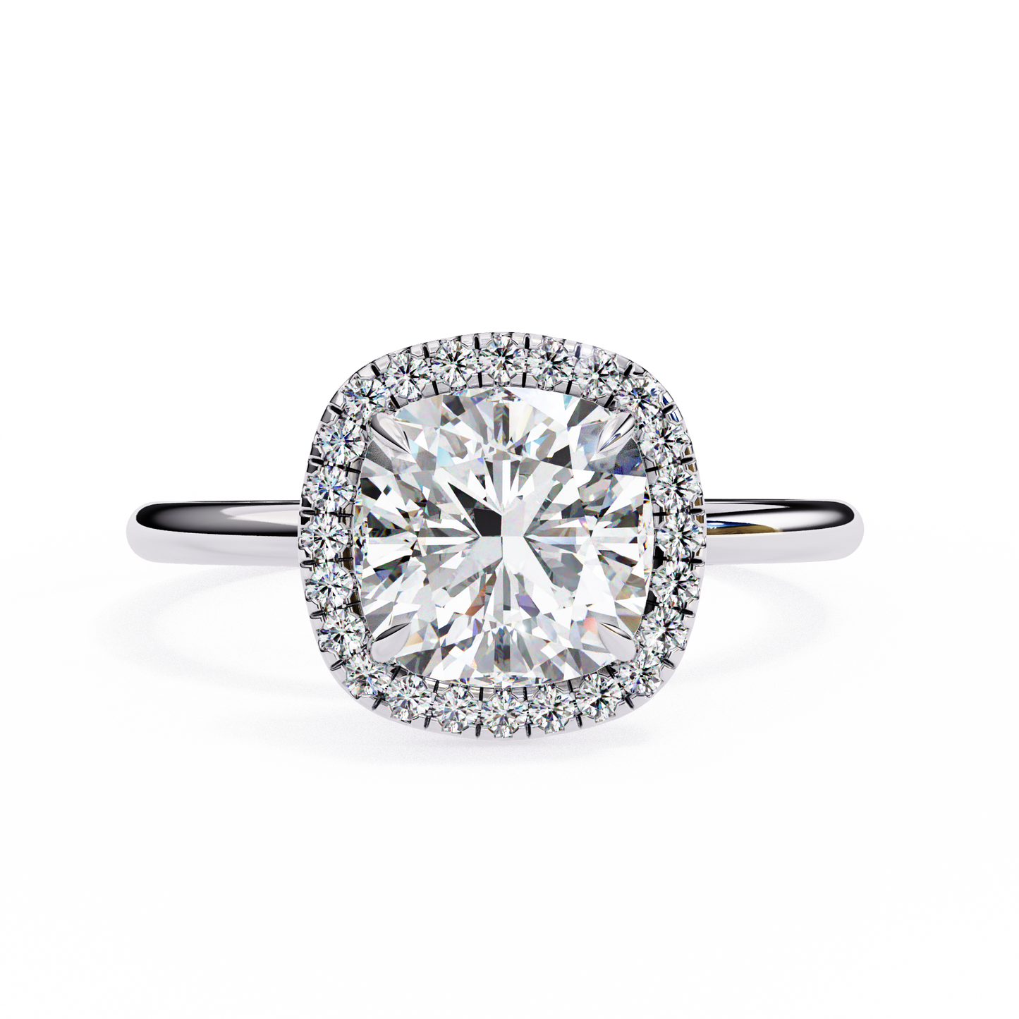 1.91 CTW Cushion-Cut Lab-Grown Diamond Halo Engagement Ring in 14K Gold