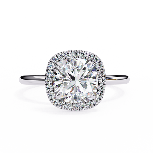 1.91 CTW Cushion-Cut Lab-Grown Diamond Halo Engagement Ring in 14K Gold