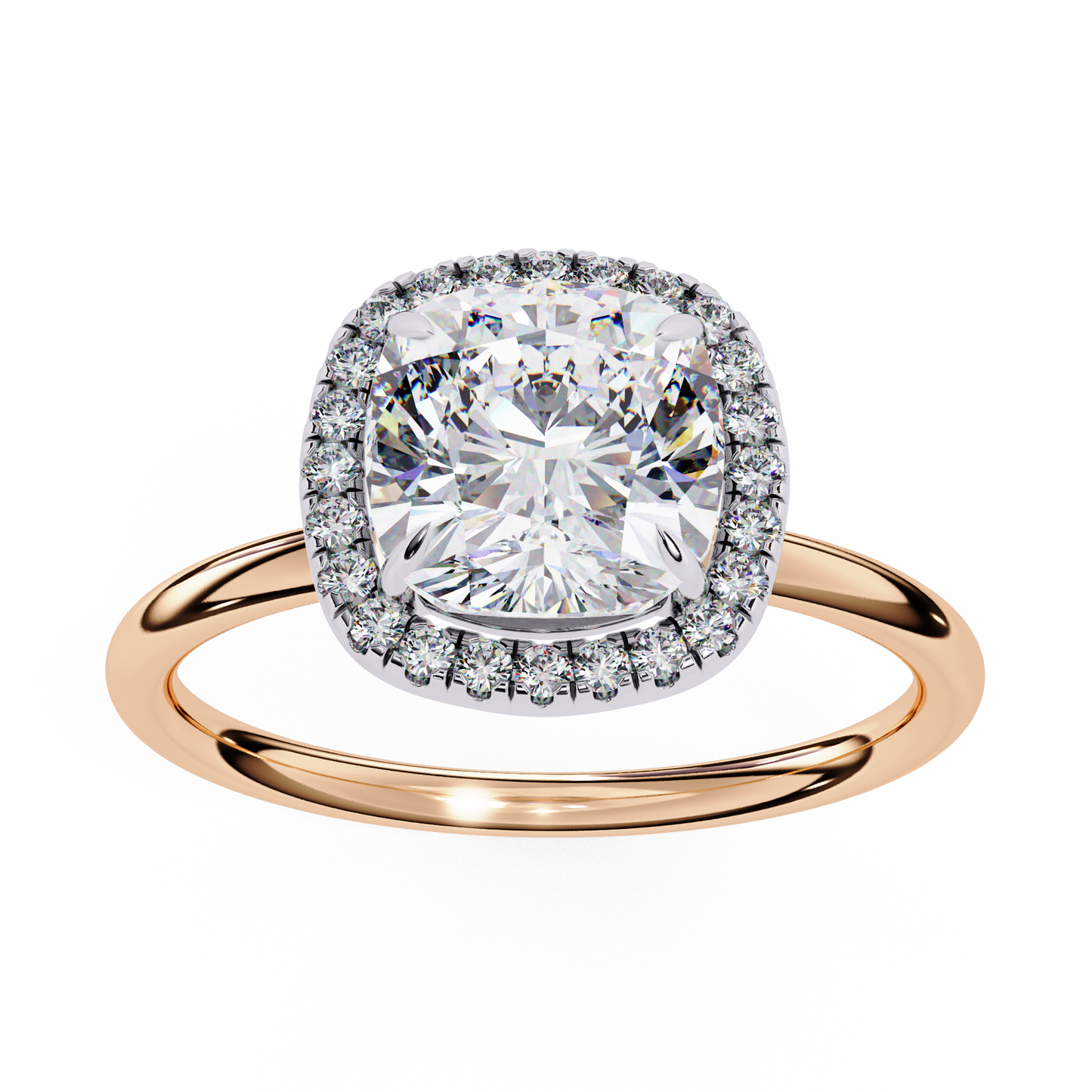 1.91 CTW Cushion-Cut Lab-Grown Diamond Halo Engagement Ring in 14K Gold