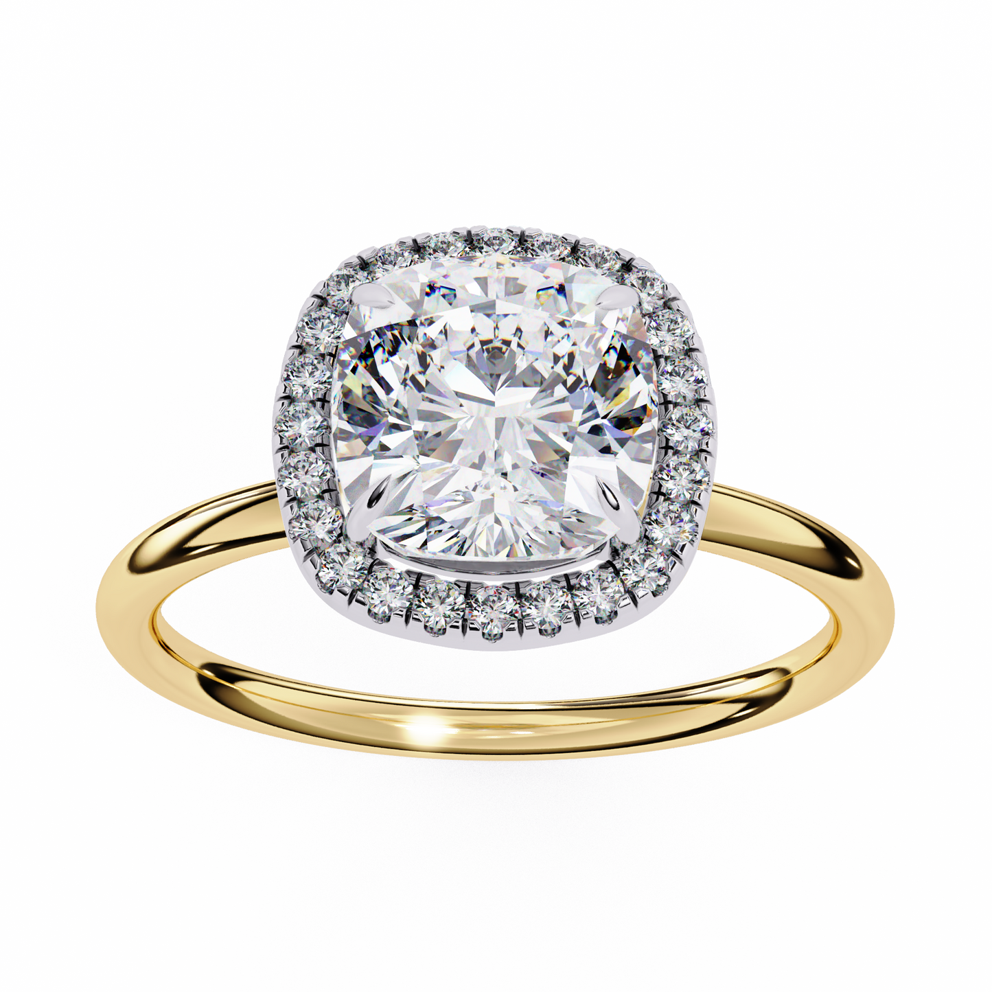 1.91 CTW Cushion-Cut Lab-Grown Diamond Halo Engagement Ring in 14K Gold
