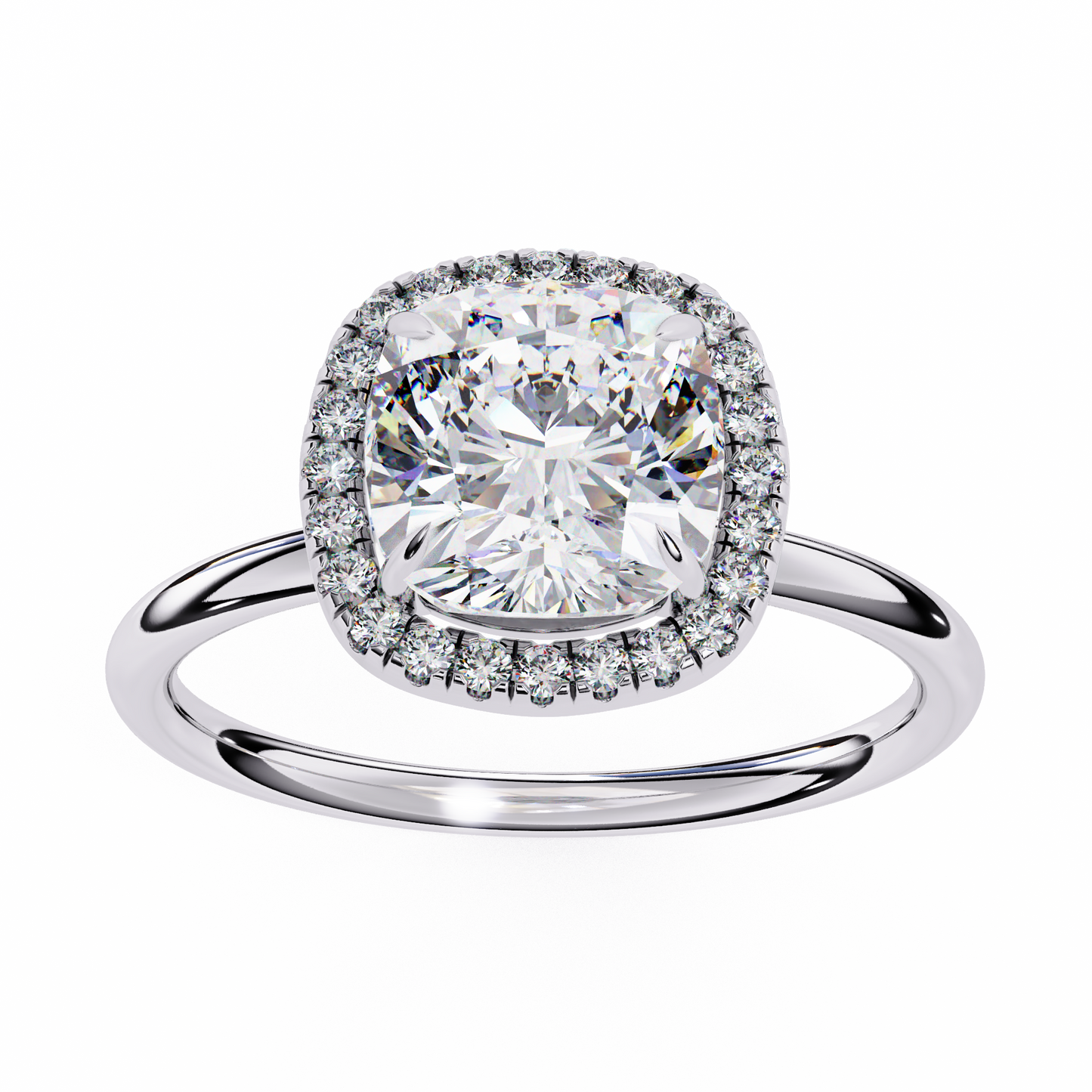 1.91 CTW Cushion-Cut Lab-Grown Diamond Halo Engagement Ring in 14K Gold