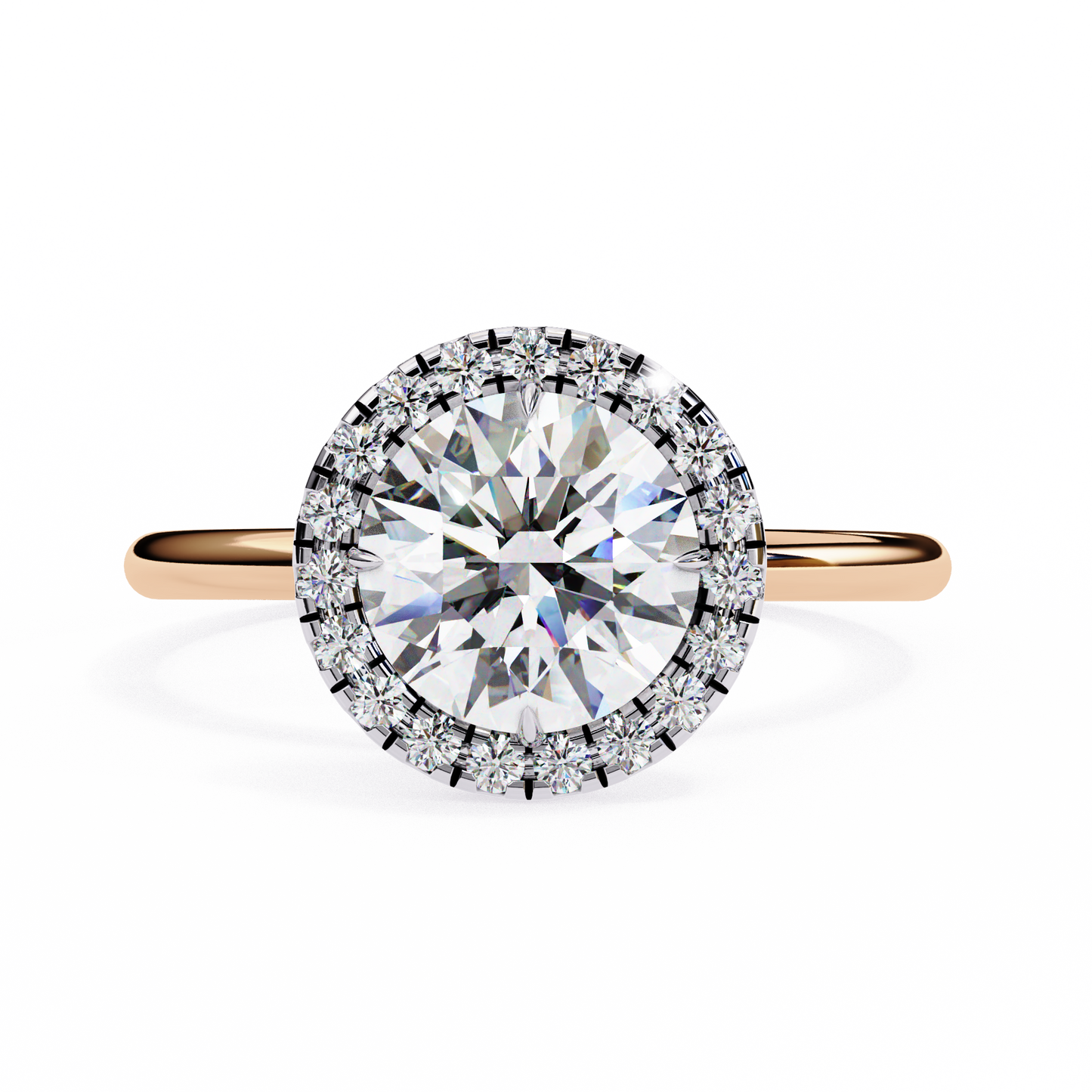 1.68 CTW Round Lab-Grown Diamond Halo Engagement Ring in 14K Two-Tone Gold
