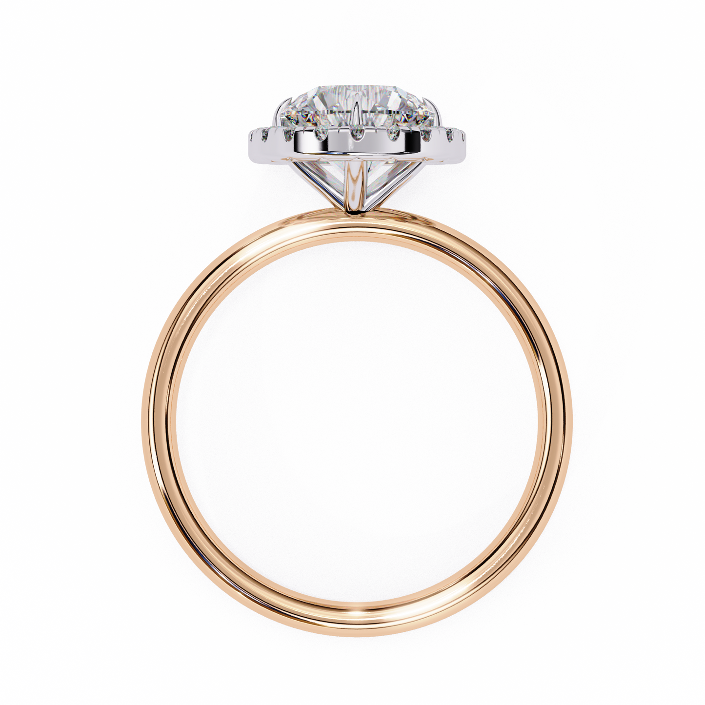 1.68 CTW Round Lab-Grown Diamond Halo Engagement Ring in 14K Two-Tone Gold