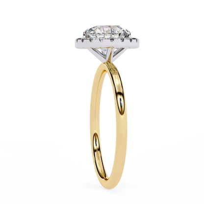 1.68 CTW Round Lab-Grown Diamond Halo Engagement Ring in 14K Two-Tone Gold