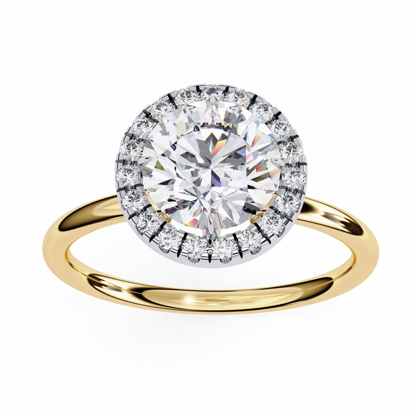 1.68 CTW Round Lab-Grown Diamond Halo Engagement Ring in 14K Two-Tone Gold