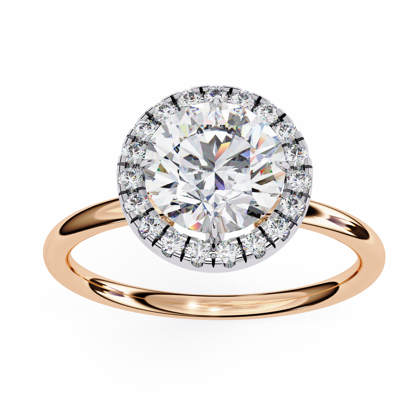 1.68 CTW Round Lab-Grown Diamond Halo Engagement Ring in 14K Two-Tone Gold