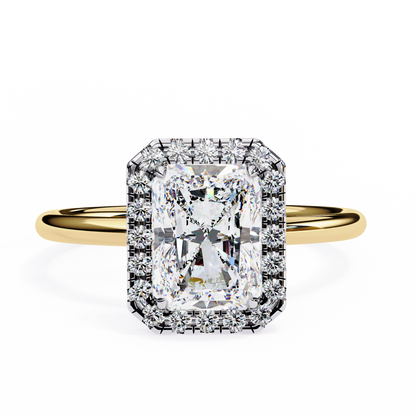 1.96 CTW Radiant-Cut Lab-Grown Diamond Halo Engagement Ring in 14K Two-Tone Gold