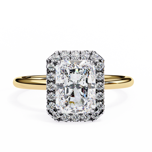 Radiant Cut Hidden Halo Engagement Ring