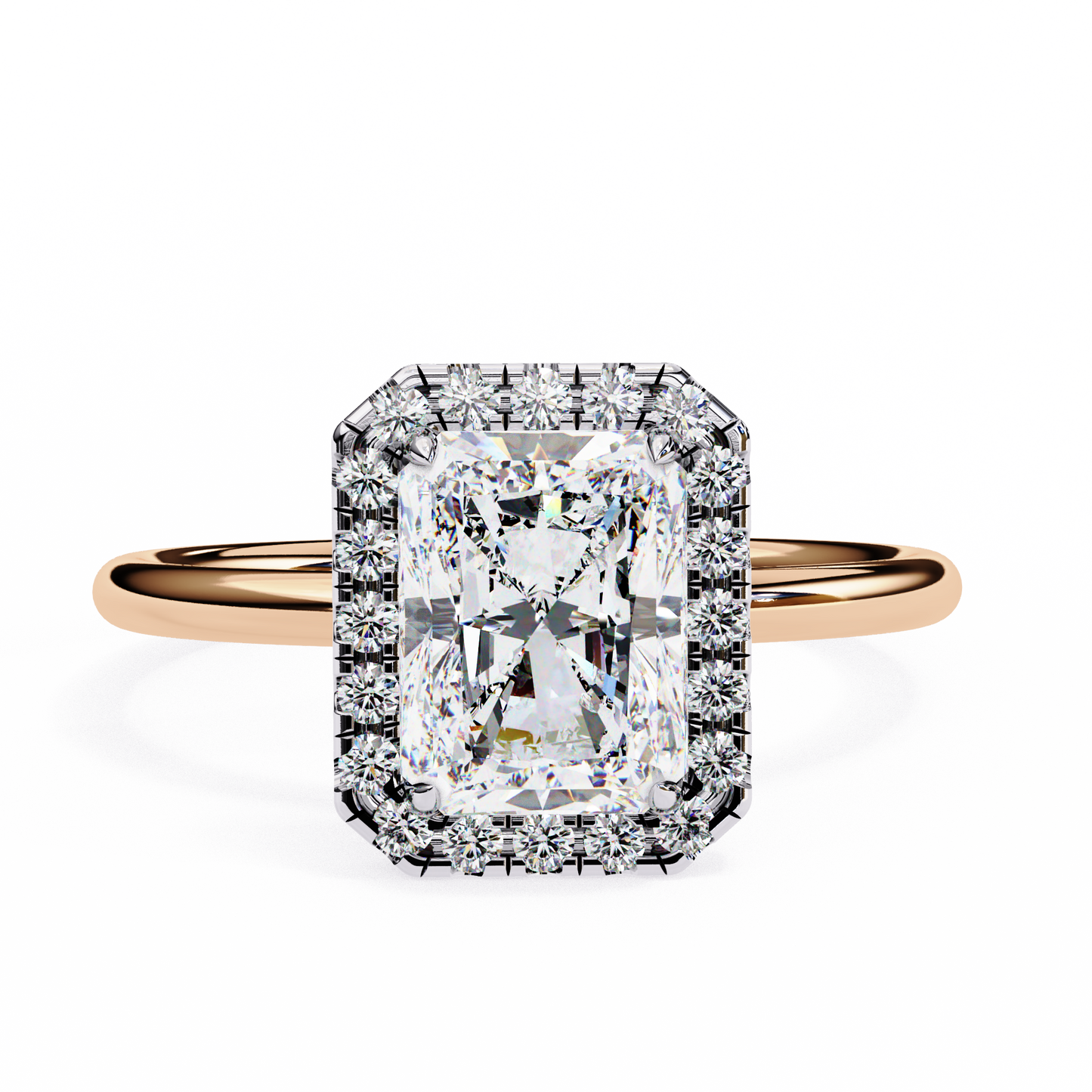 1.96 CTW Radiant-Cut Lab-Grown Diamond Halo Engagement Ring in 14K Two-Tone Gold