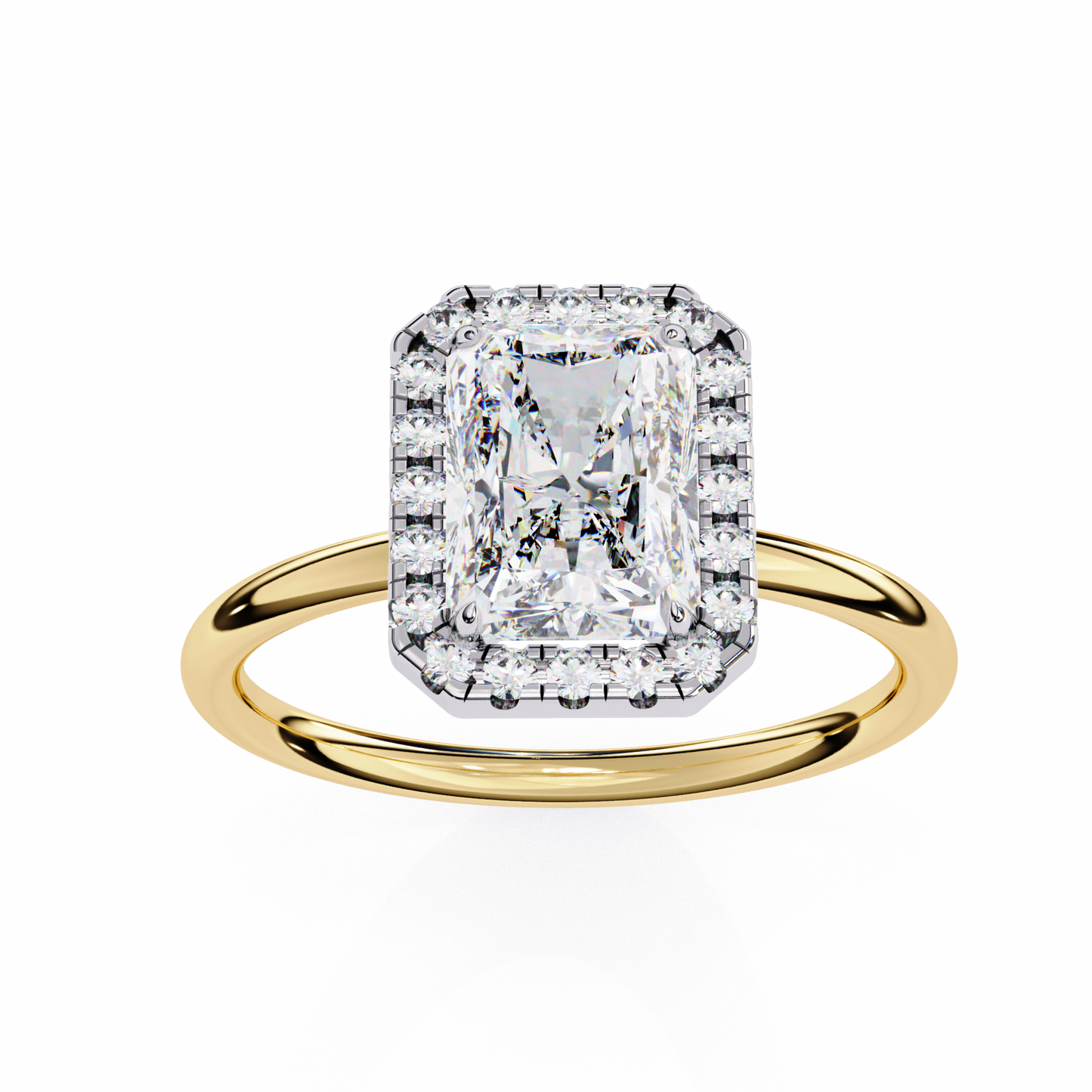 1.96 CTW Radiant-Cut Lab-Grown Diamond Halo Engagement Ring in 14K Two-Tone Gold