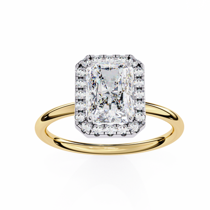 1.96 CTW Radiant-Cut Lab-Grown Diamond Halo Engagement Ring in 14K Two-Tone Gold