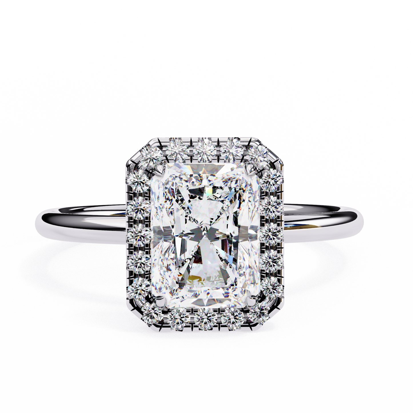 1.96 CTW Radiant-Cut Lab-Grown Diamond Halo Engagement Ring in 14K Two-Tone Gold