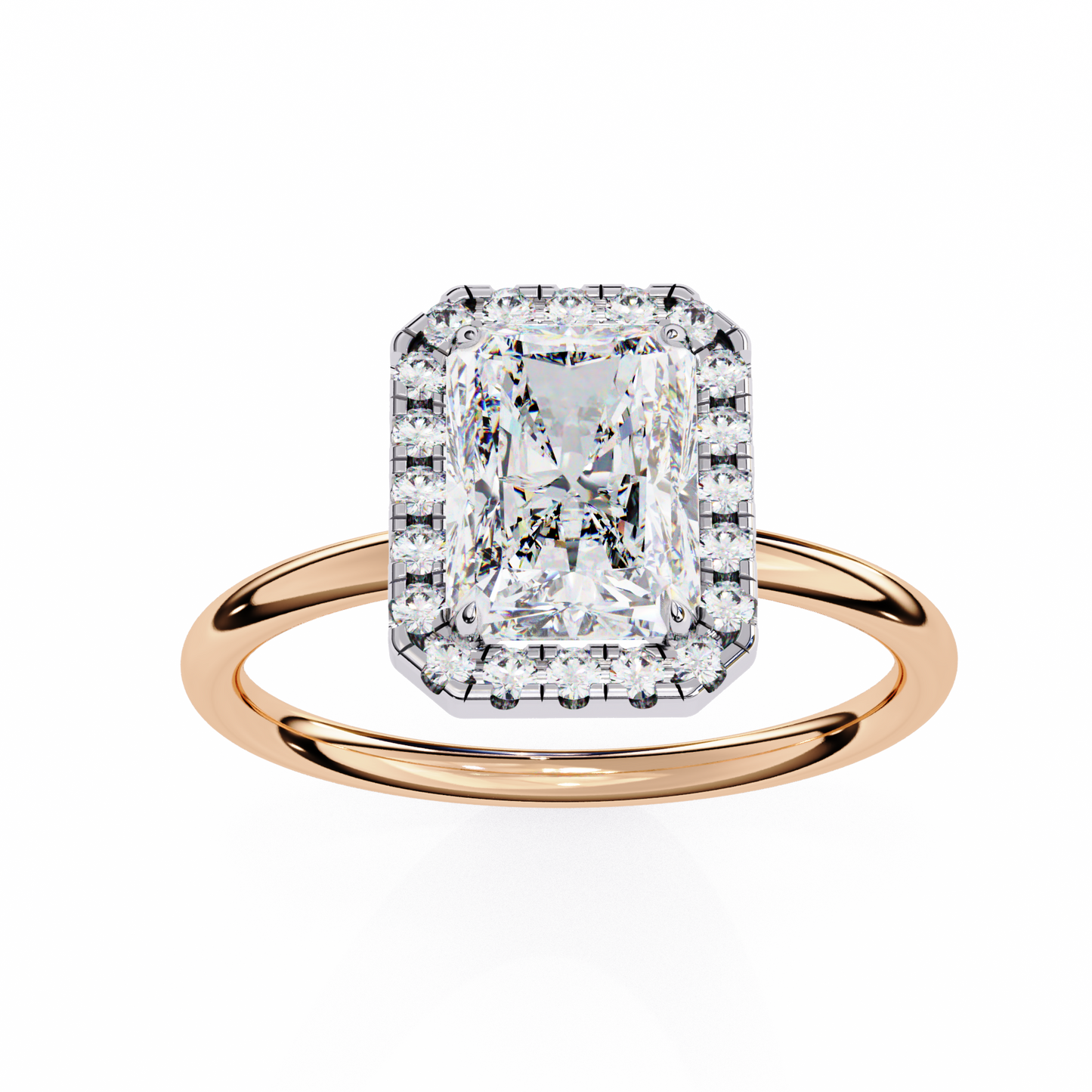 1.96 CTW Radiant-Cut Lab-Grown Diamond Halo Engagement Ring in 14K Two-Tone Gold