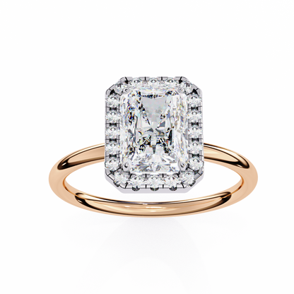 1.96 CTW Radiant-Cut Lab-Grown Diamond Halo Engagement Ring in 14K Two-Tone Gold