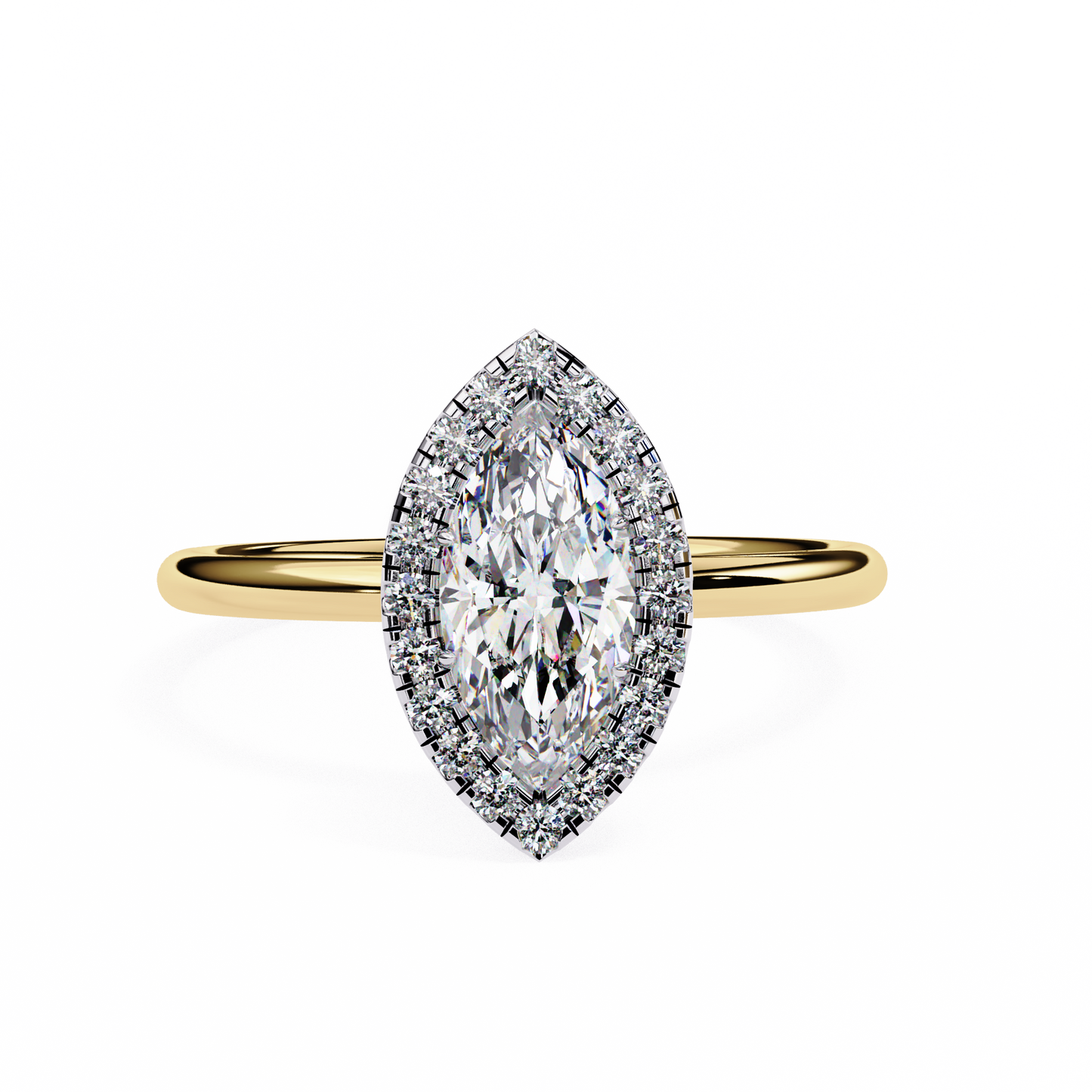 1.00 CTW Marquise-Cut Lab-Grown Diamond Halo Engagement Ring in 14K Two-Tone Gold