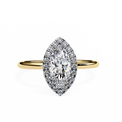 1.00 CTW Marquise-Cut Lab-Grown Diamond Halo Engagement Ring in 14K Two-Tone Gold