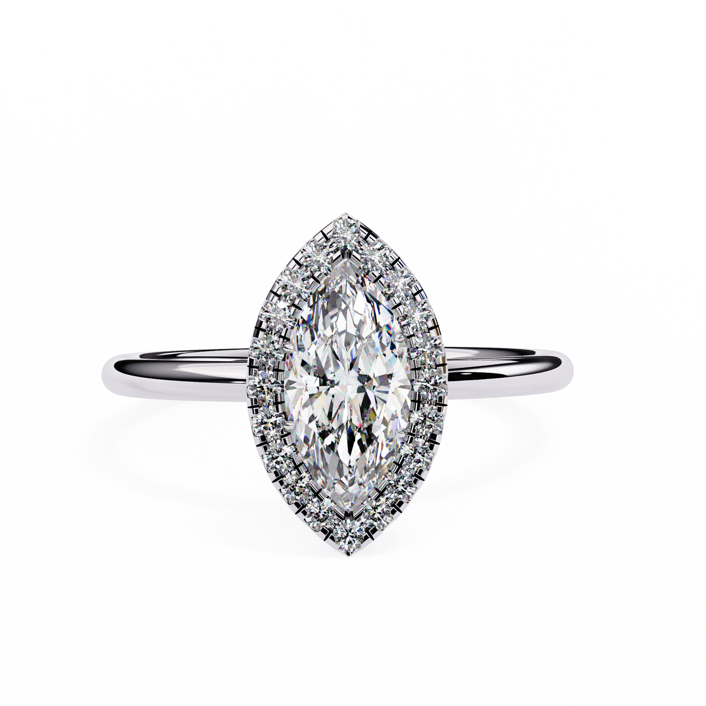 1.00 CTW Marquise-Cut Lab-Grown Diamond Halo Engagement Ring in 14K Two-Tone Gold