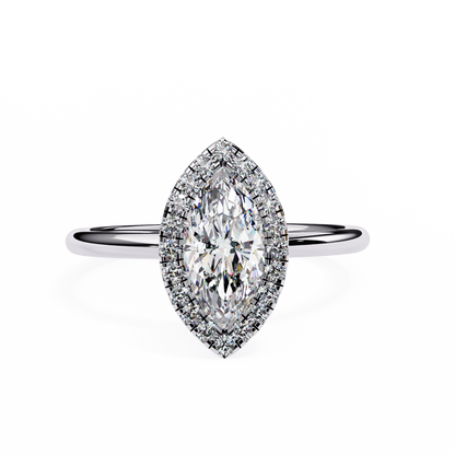 1.00 CTW Marquise-Cut Lab-Grown Diamond Halo Engagement Ring in 14K Two-Tone Gold
