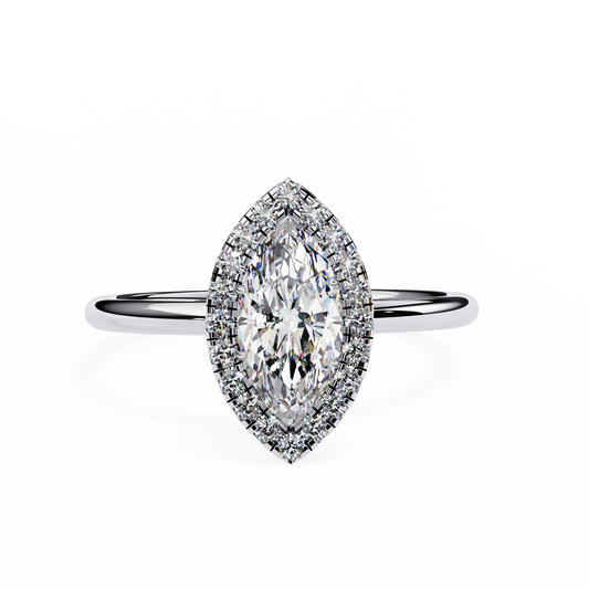 1.00 CTW Marquise-Cut Lab-Grown Diamond Halo Engagement Ring in 14K Two-Tone Gold