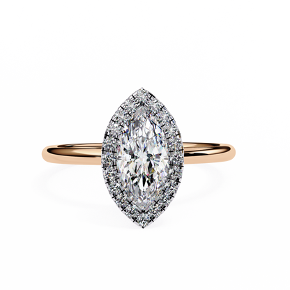 1.00 CTW Marquise-Cut Lab-Grown Diamond Halo Engagement Ring in 14K Two-Tone Gold