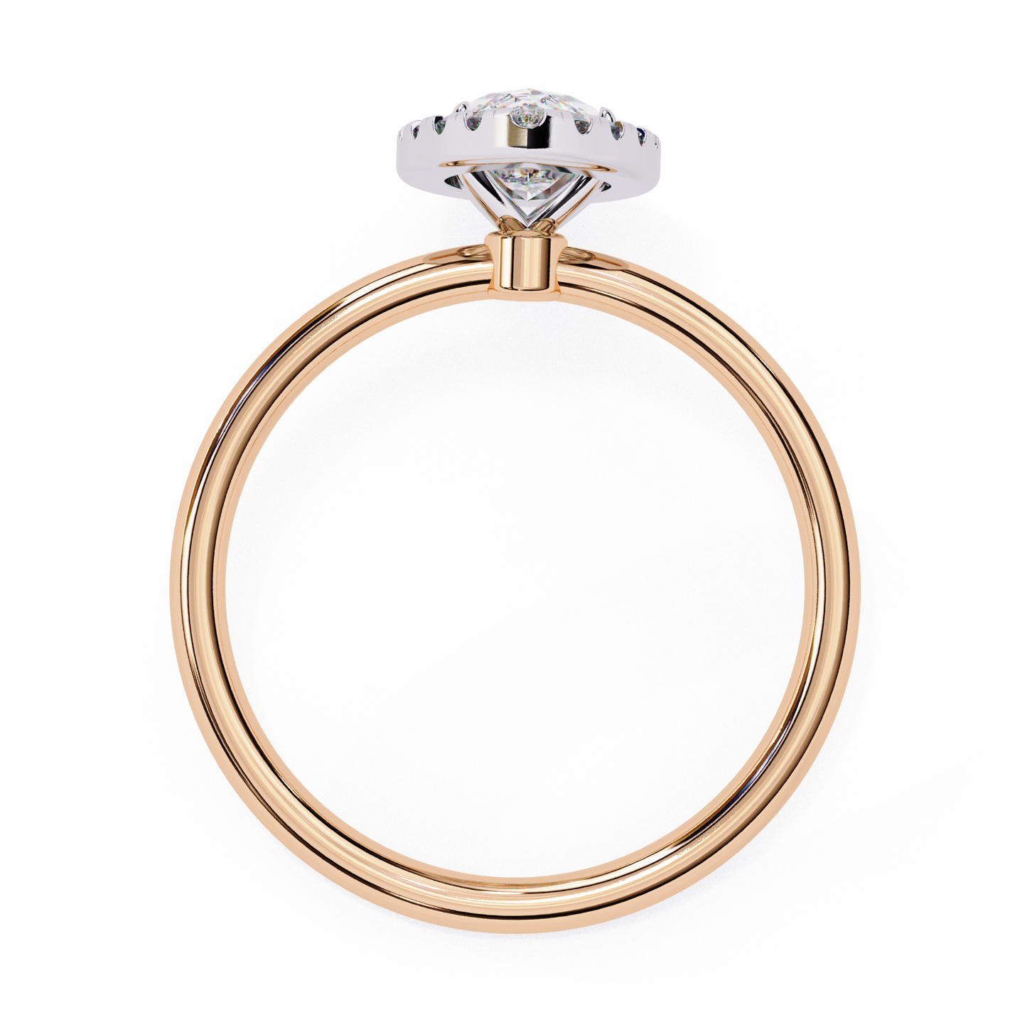 1.00 CTW Marquise-Cut Lab-Grown Diamond Halo Engagement Ring in 14K Two-Tone Gold