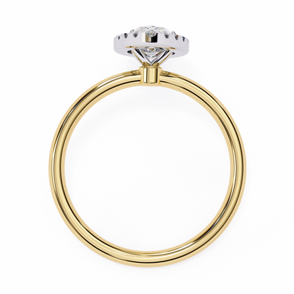 1.00 CTW Marquise-Cut Lab-Grown Diamond Halo Engagement Ring in 14K Two-Tone Gold
