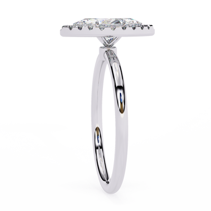 1.00 CTW Marquise-Cut Lab-Grown Diamond Halo Engagement Ring in 14K Two-Tone Gold