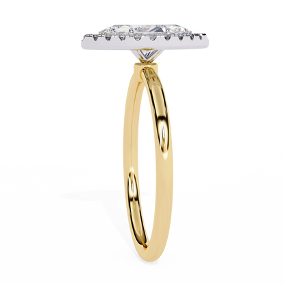 1.00 CTW Marquise-Cut Lab-Grown Diamond Halo Engagement Ring in 14K Two-Tone Gold