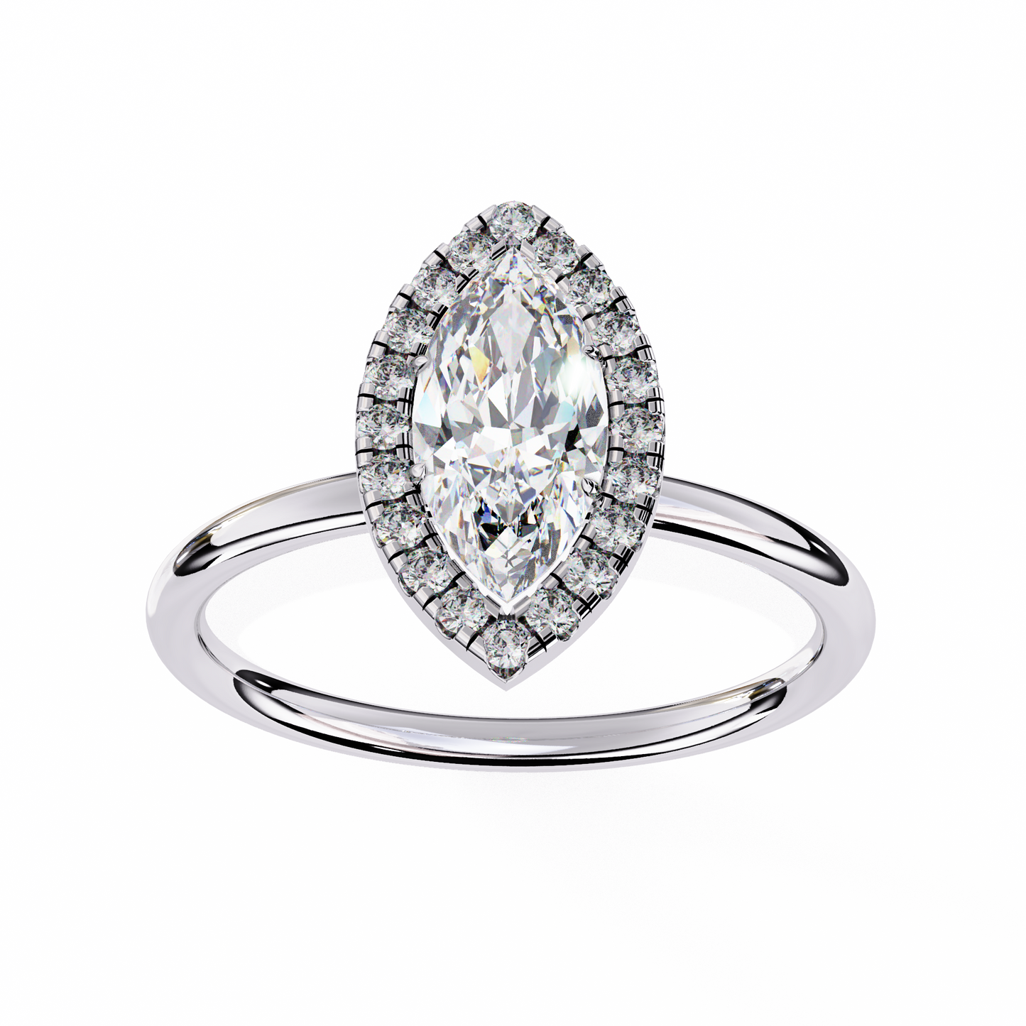 1.00 CTW Marquise-Cut Lab-Grown Diamond Halo Engagement Ring in 14K Two-Tone Gold